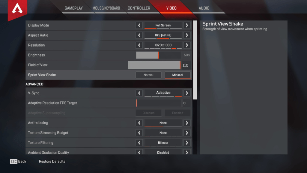 Dizzy Apex Legends Settings Keybinds November 21