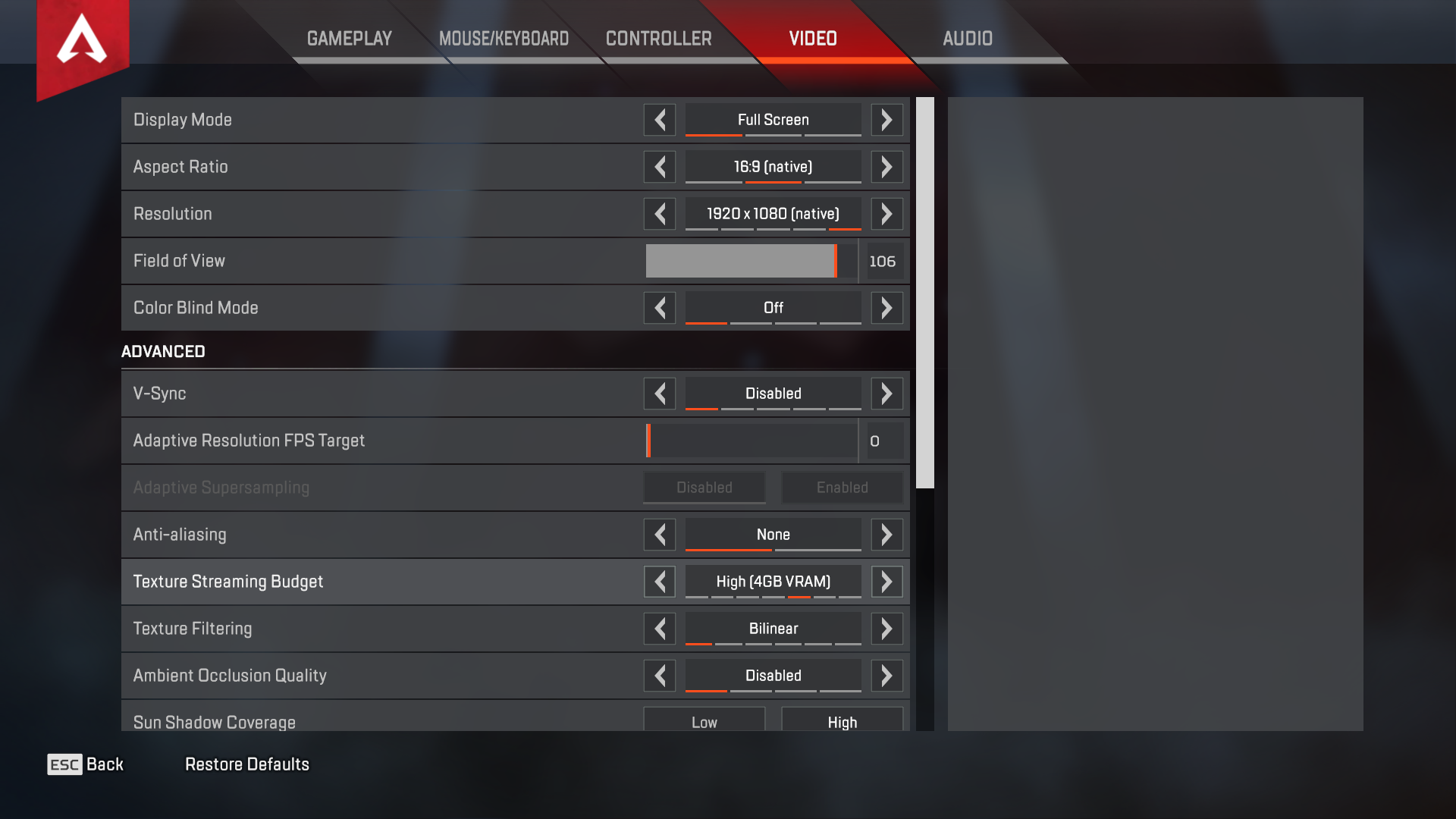 tfue apex legends settings