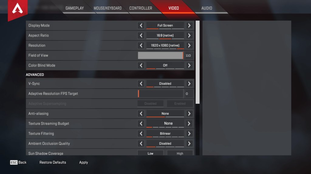 Aceu Apex Legends Settings Keybinds March 22