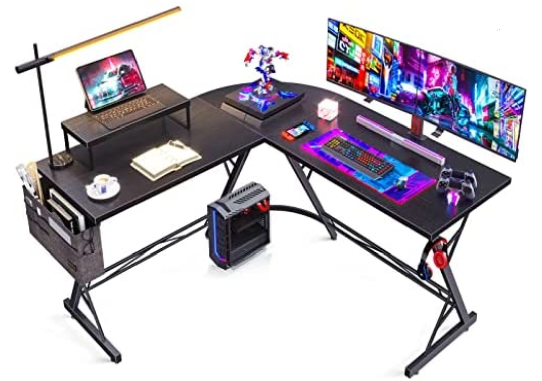 L Shaped Gaming Desk, Home Office Desk with Round Corner
